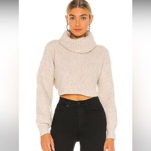 Michael Costello x REVOLVE‎ Safia Peek A Boo Crop Cream Sweater